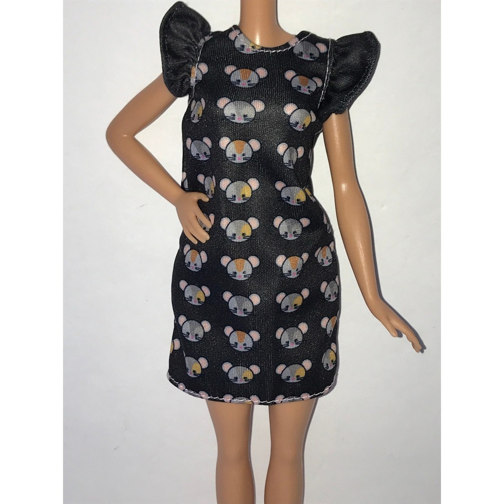 Barbie Doll Clothing Fashionistas #140 Black Dress with Mouse Face Print